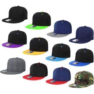Wholesale 12 Pack Snapback Hat Cap Hip Hop Style Flat Bill Adjustable Size